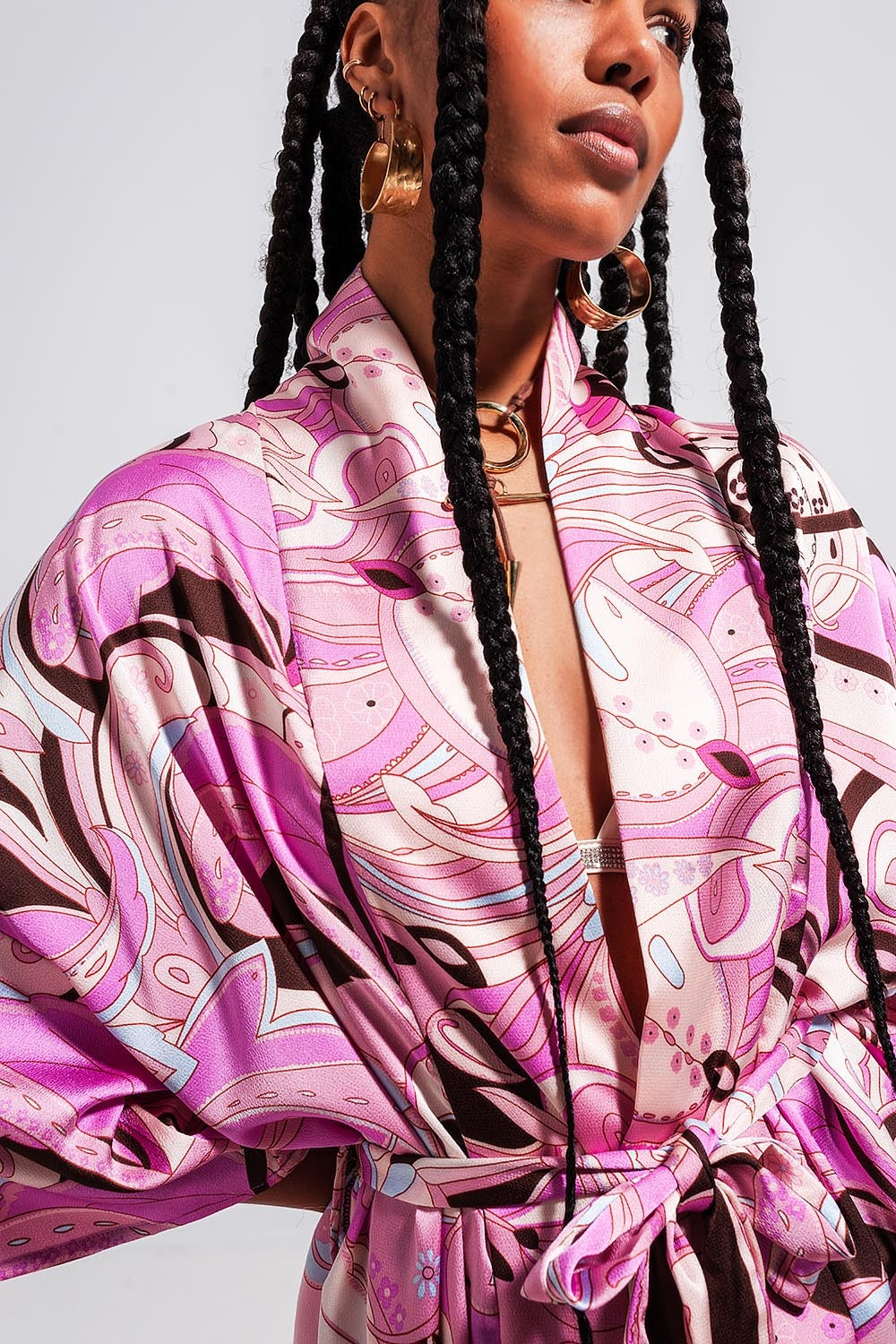 Kimono in abstract pink print