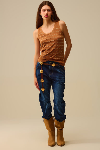 Knitted sweater with Golden Zigzag Pattern