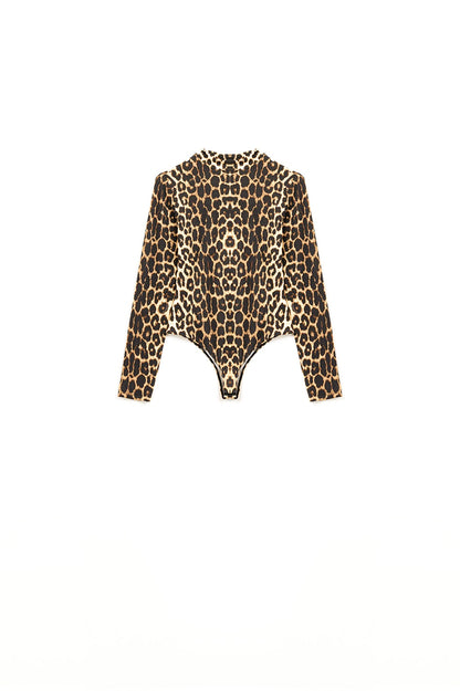 Leopard print Spandex body with long sleeve