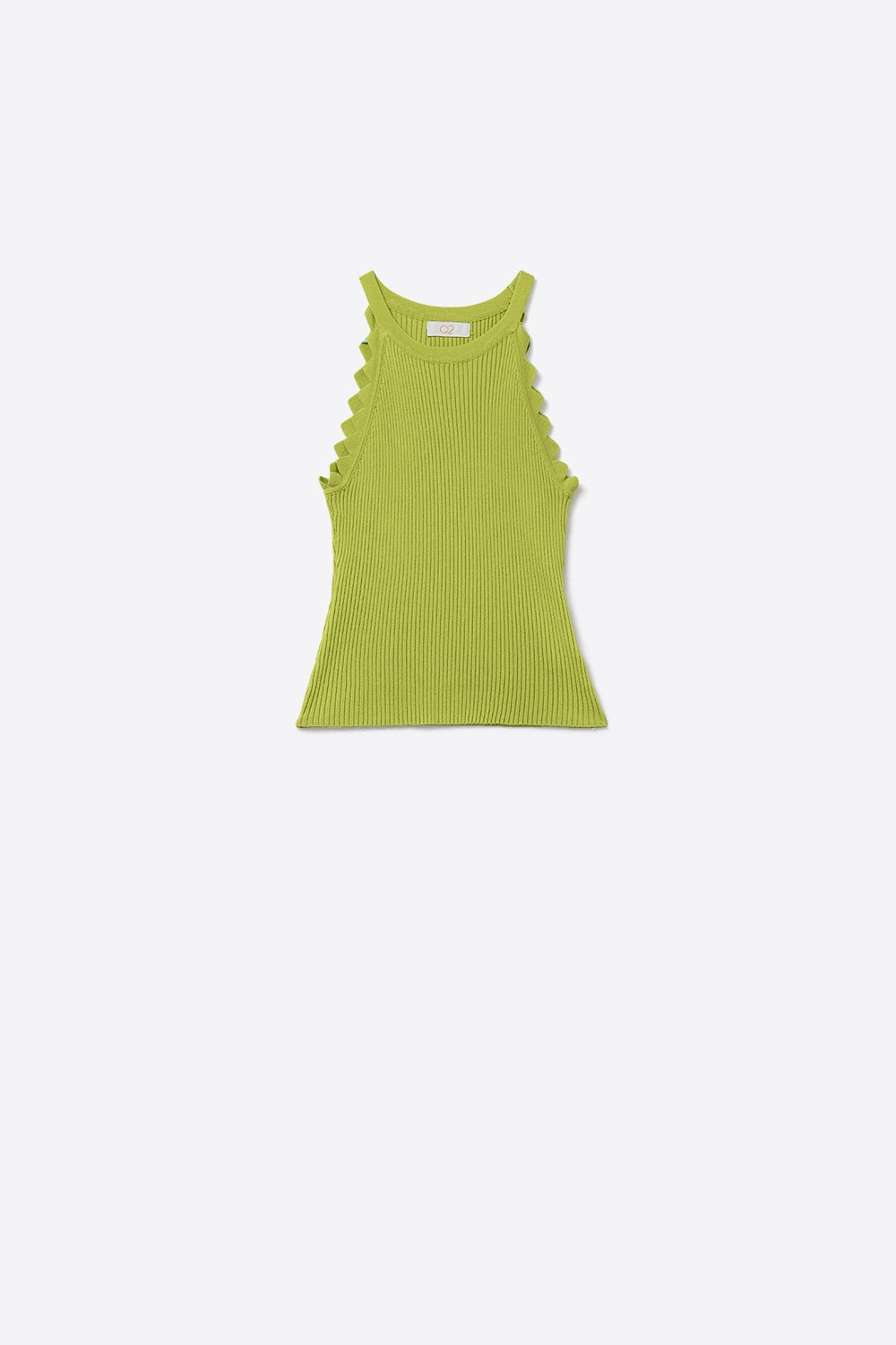 Light Moss Green Tank Top with Ribbed Underarm Detail