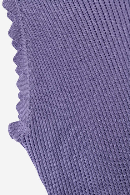 Light Purple Tank Top with Ribbed Underarm Detail