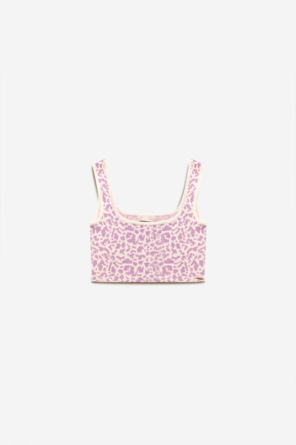 Lightweight knit top in lilac animal print
