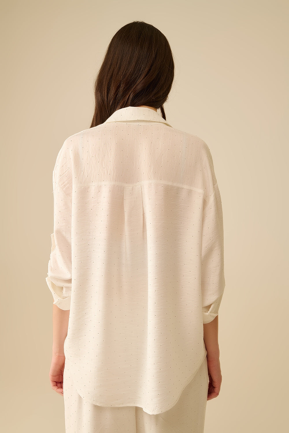 lightweight white shirt with rhinestone details