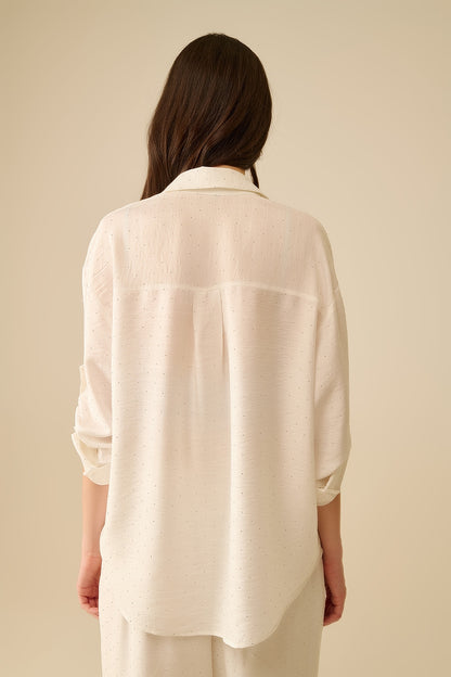 lightweight white shirt with rhinestone details