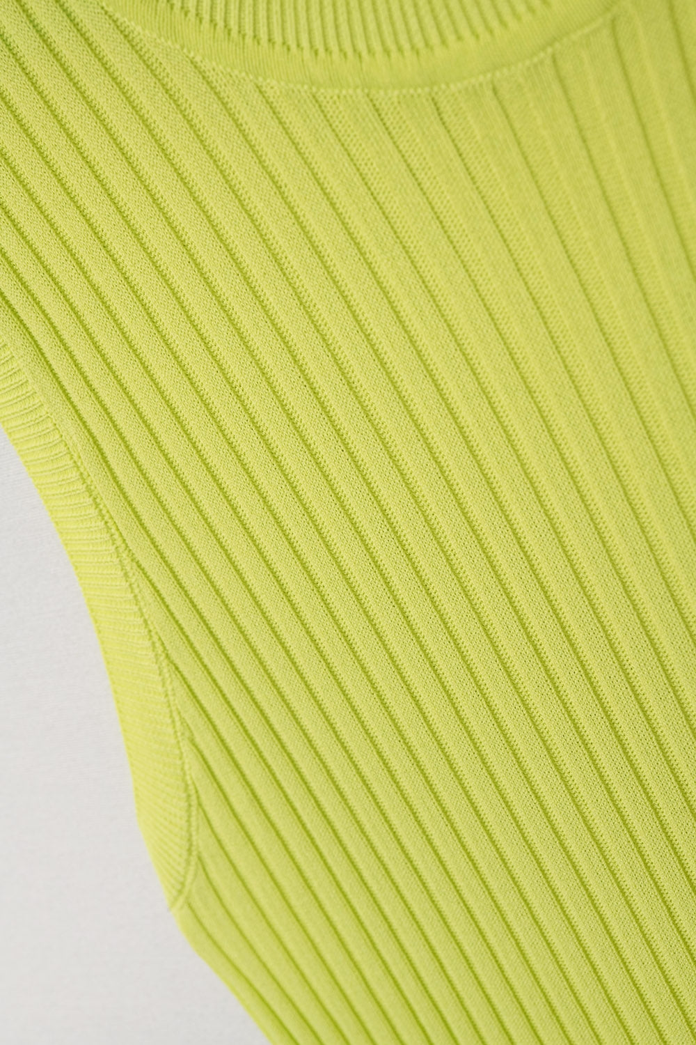 Lime Green Sleeveless Ribbed Knit Top