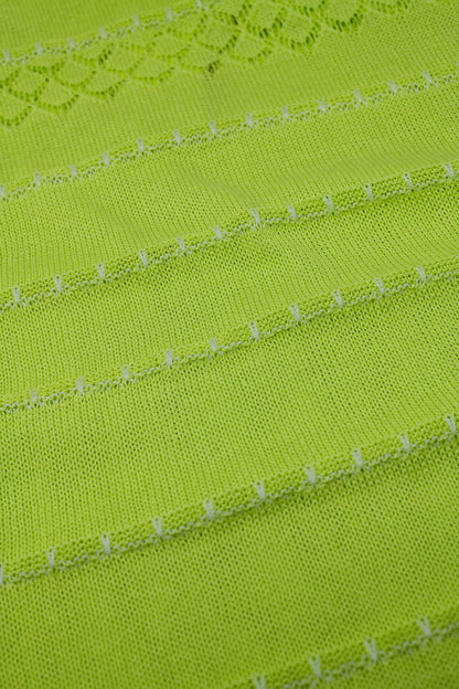 Lime Midi Sleeveless Dress With V-neck and Crochet Design