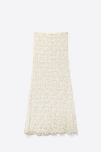 Q2 Long Sheer White Bohemian Style Skirt