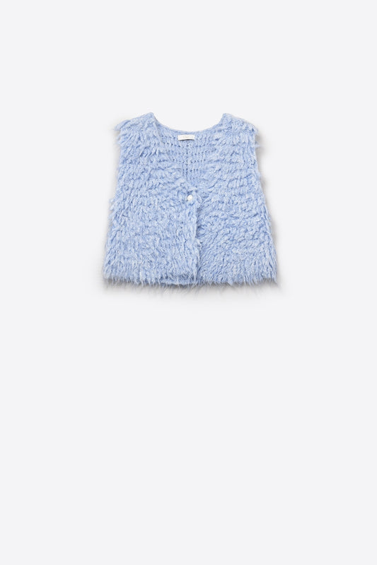 Q2 Luxurious vest with light blue long-haired texture