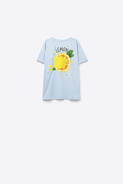 Made in Italy blue t-shirt with Lemon graphic