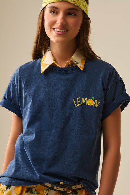 Made in Italy navy t-shirt with Lemon graphic