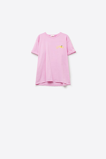 Made in Italy pink t-shirt with Lemon graphic