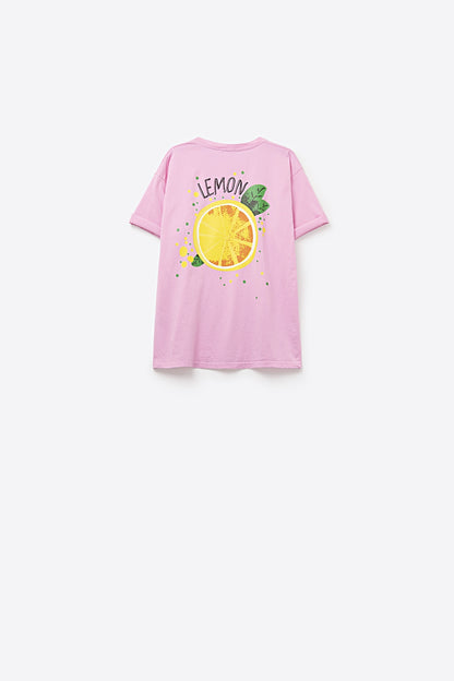 Made in Italy pink t-shirt with Lemon graphic