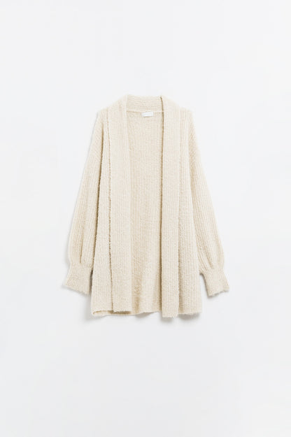 Q2 maxi fluffy knitted cargidan in cream