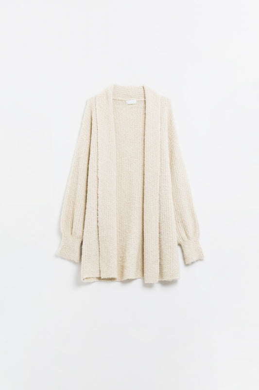 Q2 maxi fluffy knitted cargidan in cream
