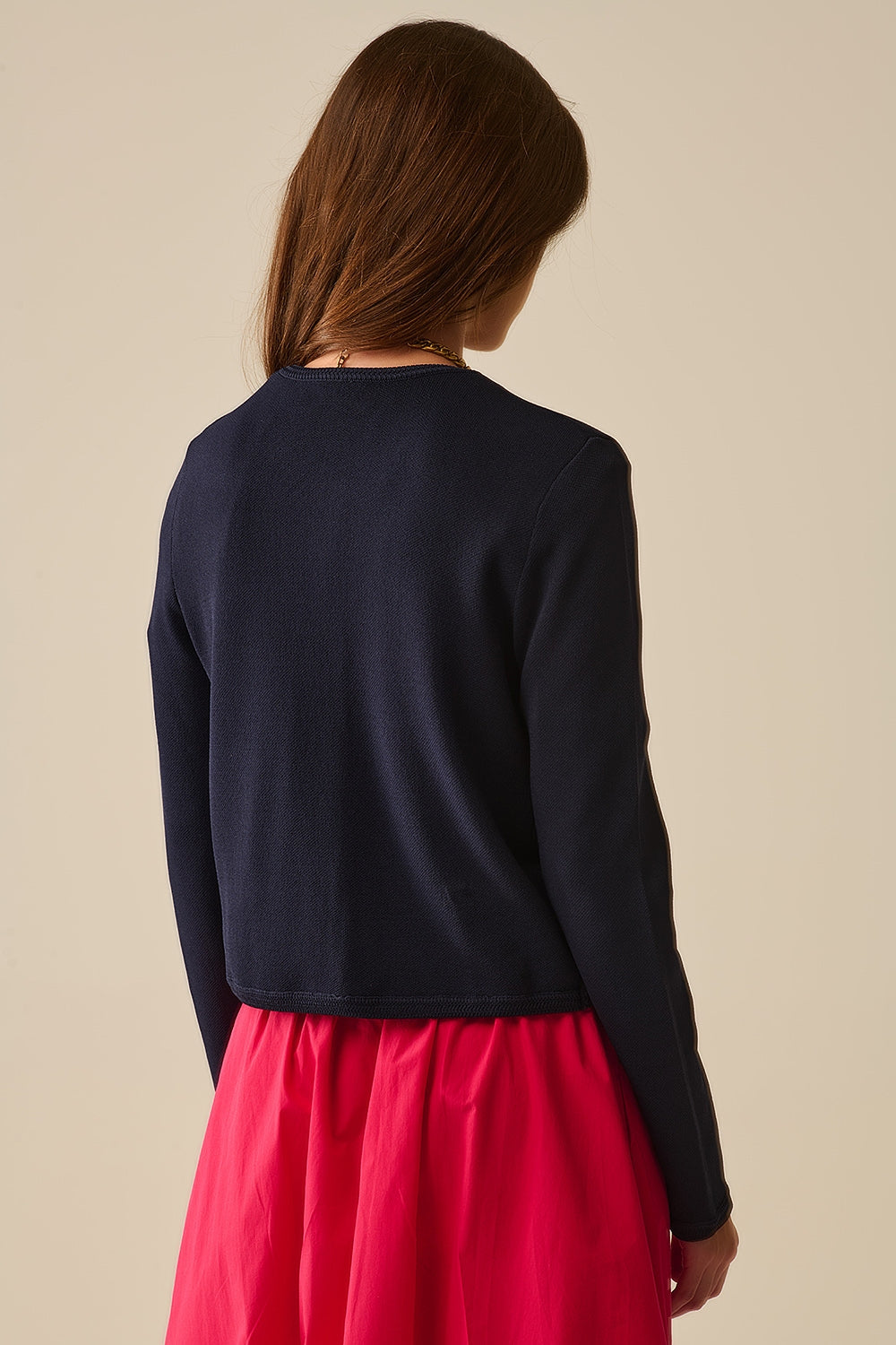 Navy Cardigan with Gold Buttons