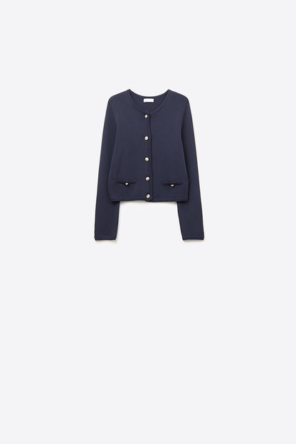 Navy Cardigan with Gold Buttons