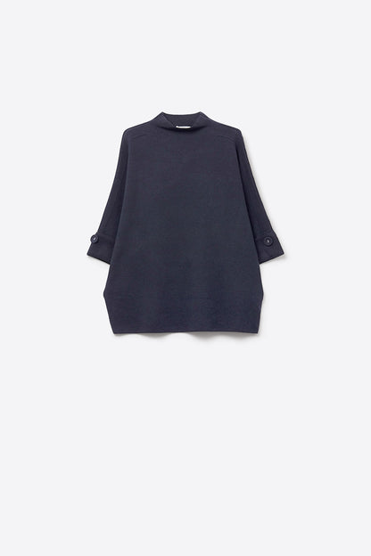 Q2 Navy Knitted Sweater with Button Details