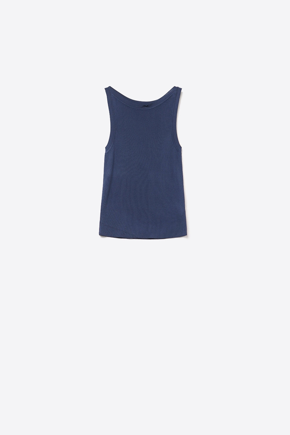 Q2 Navy Ribbed fine knit Sleeveless Top