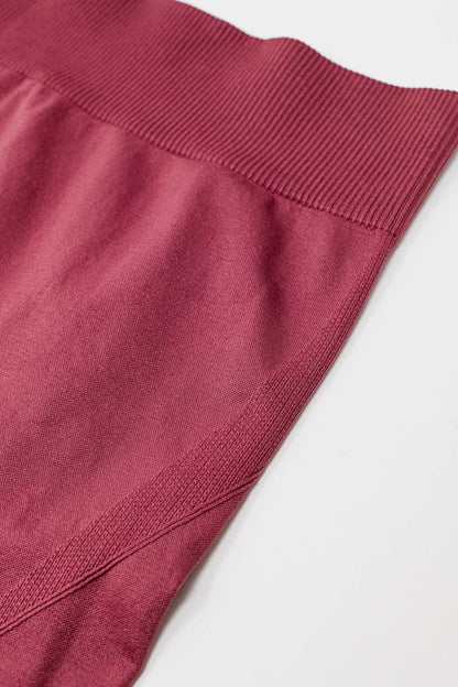 Old Pink Seamless Ribbed High-Waist Leggings