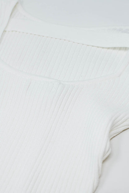 open back white ribbed sweater