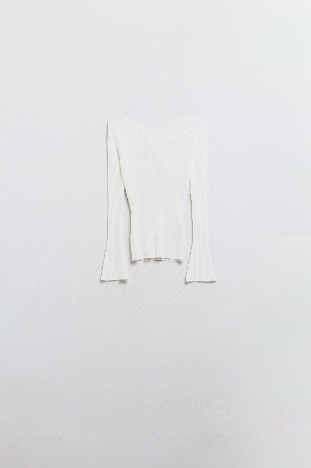 Q2 open back white ribbed sweater