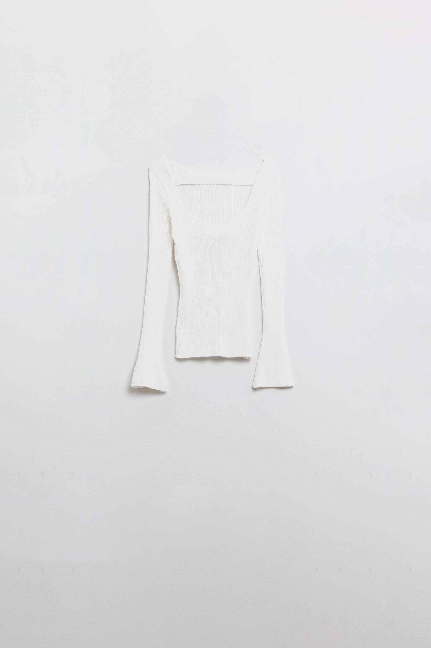 open back white ribbed sweater