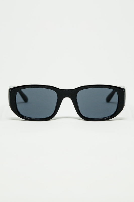 Q2 Oval Sunglasses with High Gloss Transparent Frames in black