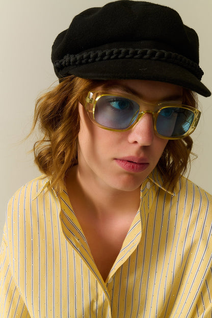 Oval Sunglasses with High Gloss Transparent Frames in yellow