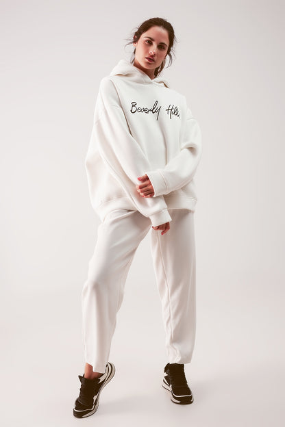 Oversized boyfriend hoodie in cream