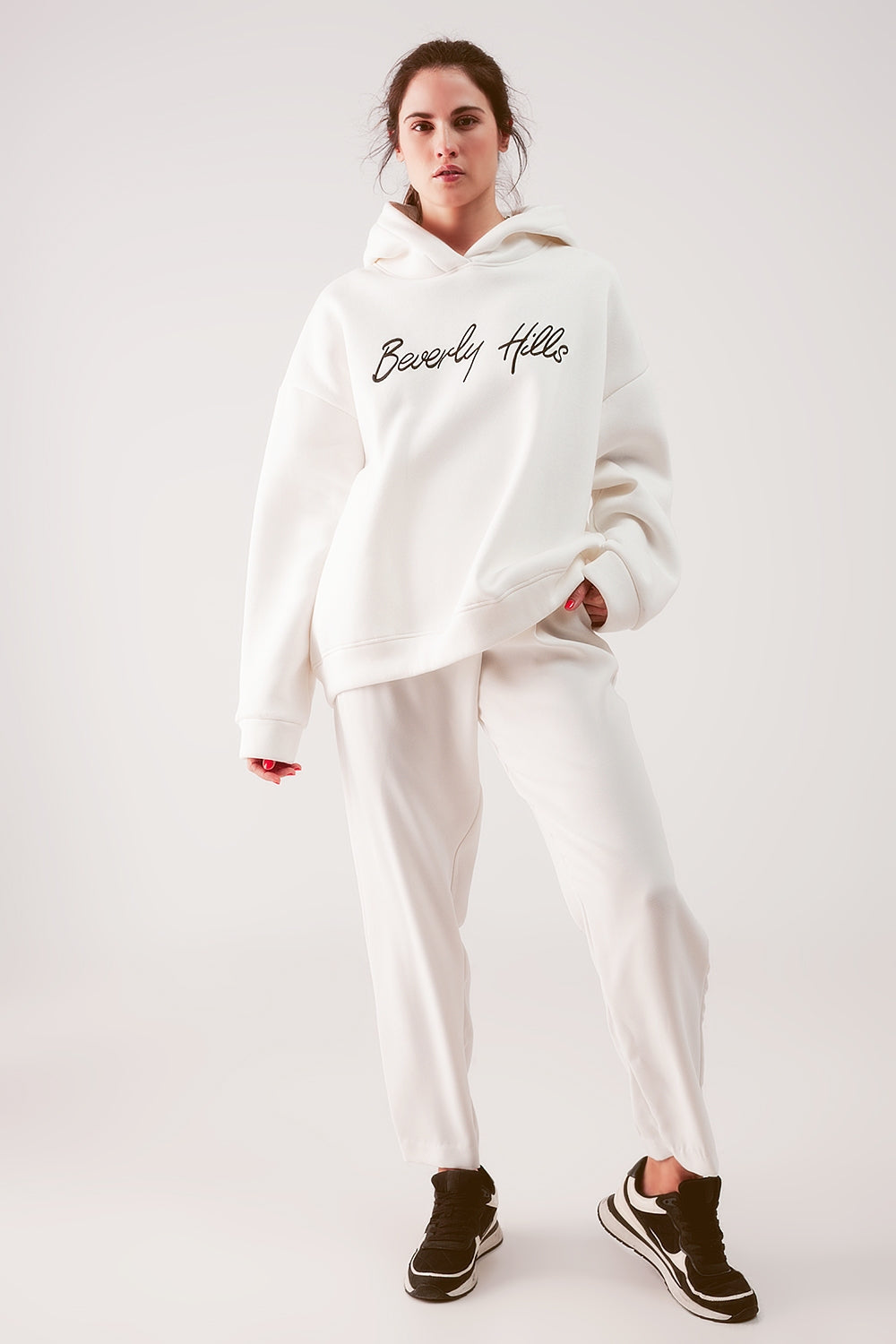 Oversized boyfriend hoodie in cream