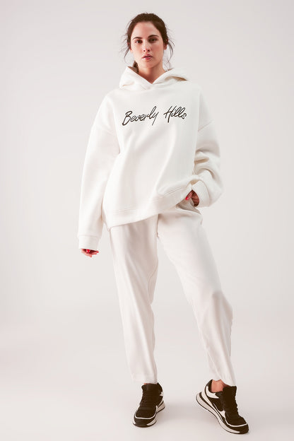 Oversized boyfriend hoodie in cream