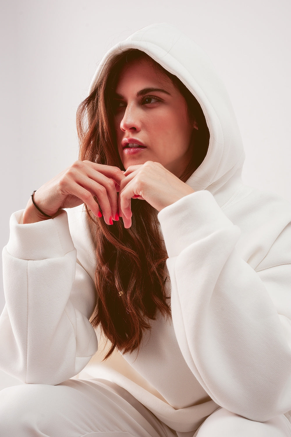 Oversized boyfriend hoodie in cream