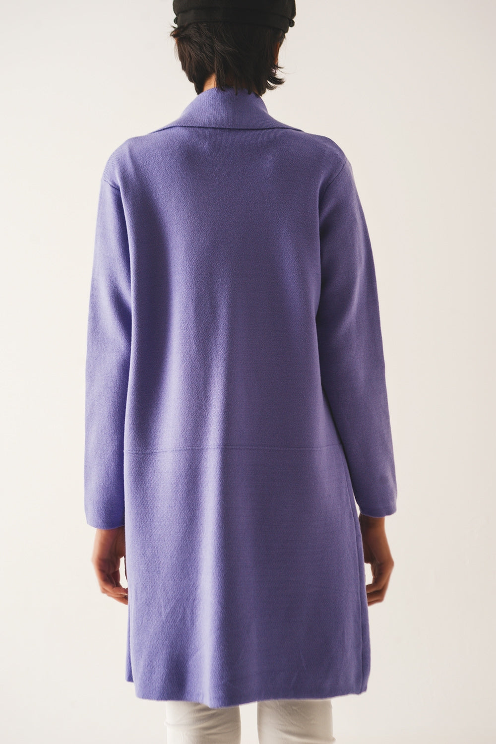 Oversized collar maxi cardigan in purple
