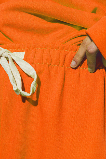 Oversized Jogger with Tie Waist in Bright Orange