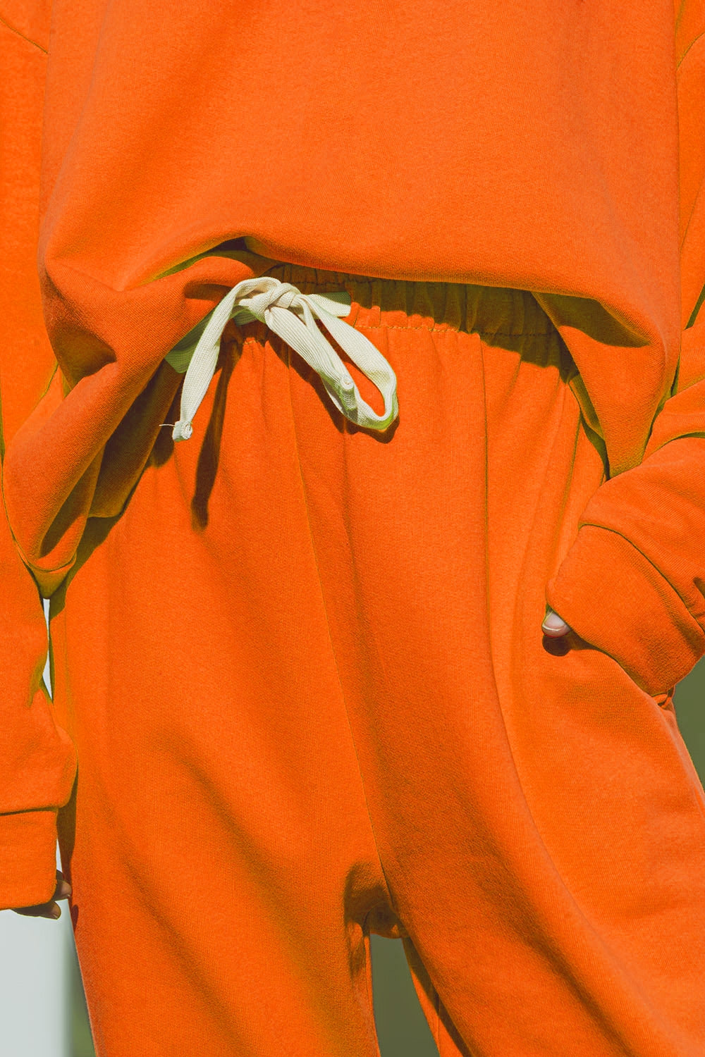 Oversized Jogger with Tie Waist in Bright Orange
