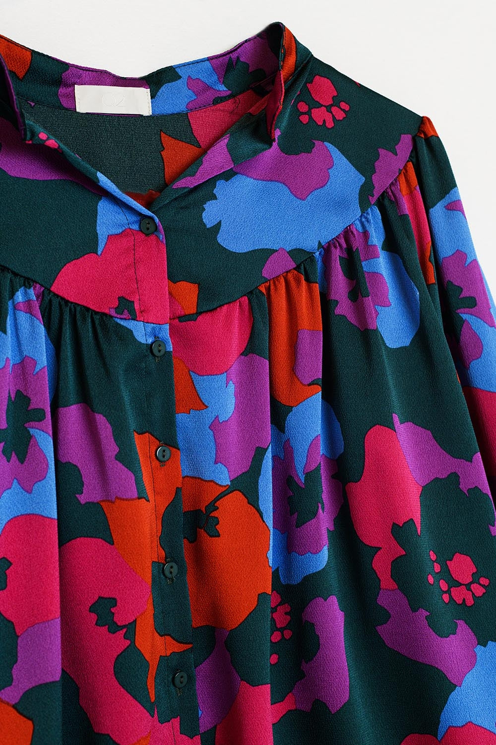 Oversized Over Shirt With Ruched Details In Colorful Floral Print