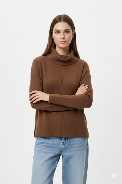 Oversized Roll Neck Sweater in brown