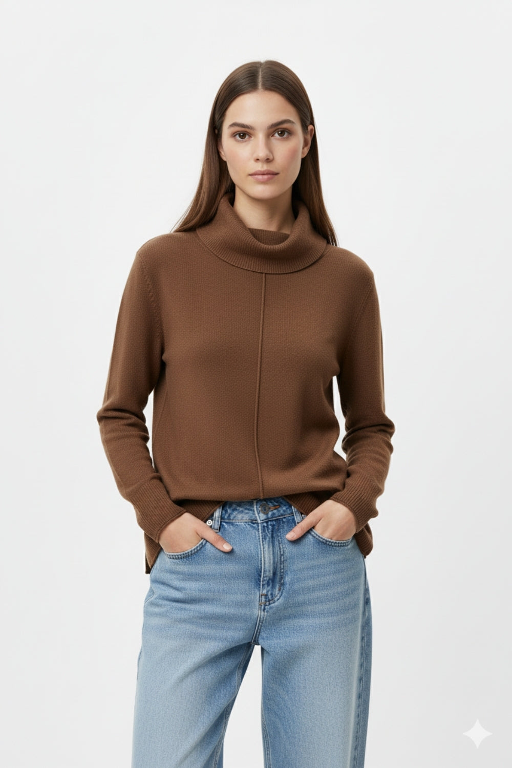 Oversized Roll Neck Sweater in brown