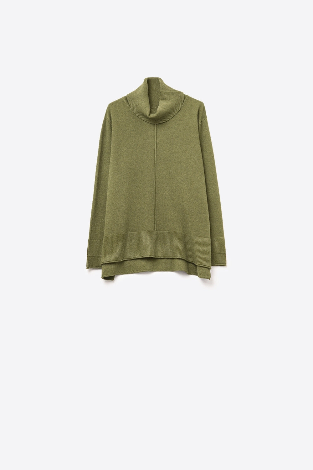 Q2 Oversized Roll Neck Sweater in military green