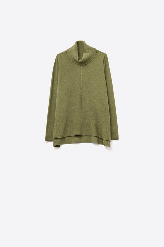 Q2 Oversized Roll Neck Sweater in military green