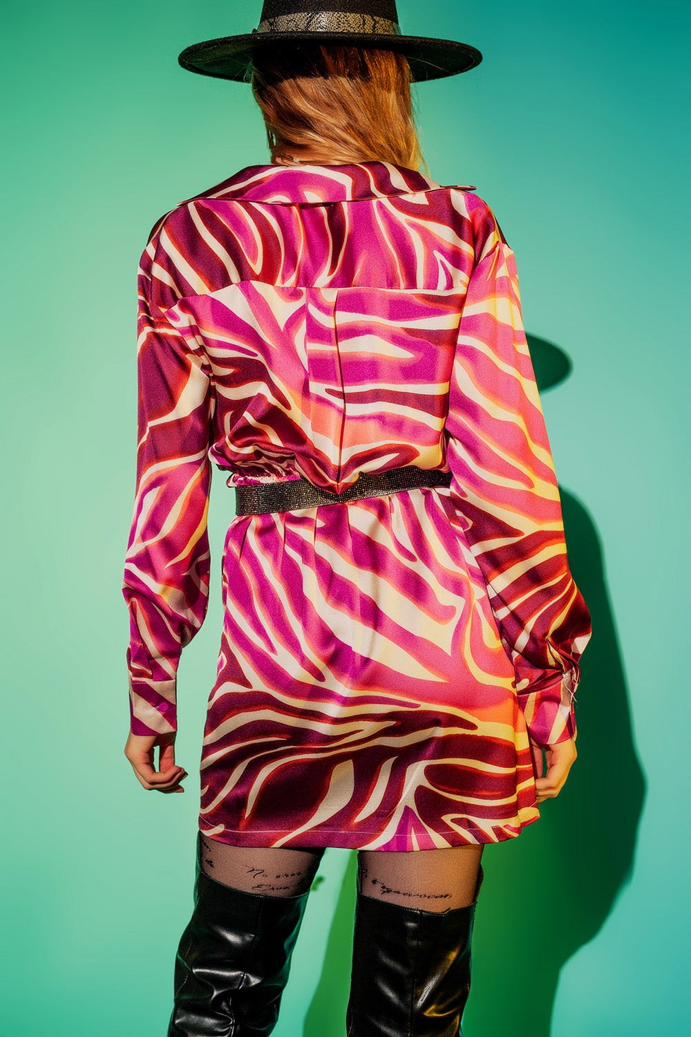 Party dress in fuchsia zebra print