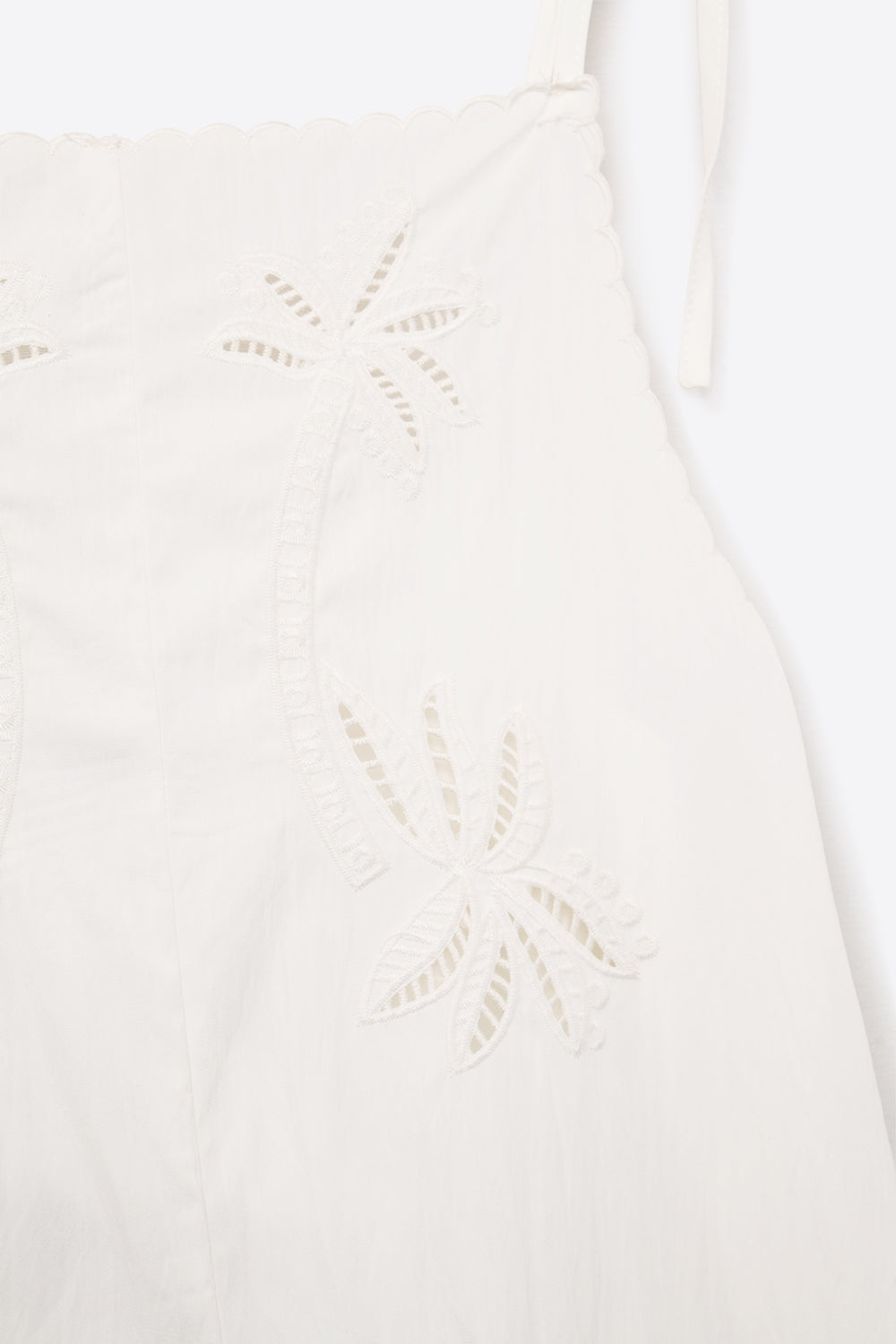 White Embroidered Palm Tree Playsuit