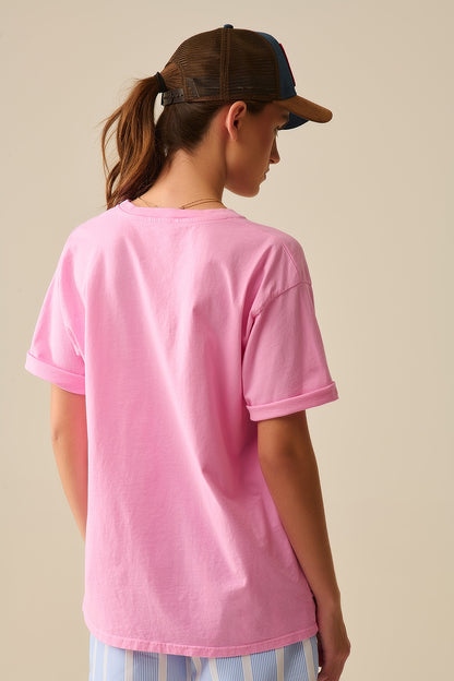Pink Paris Relaxed T-shirt with Red Letters