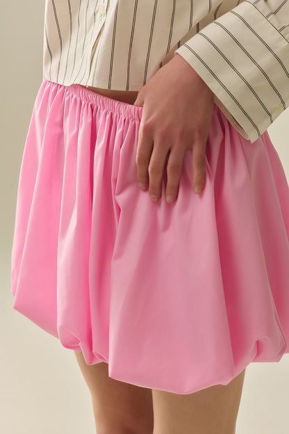 Pink poplin balloon miniskirt