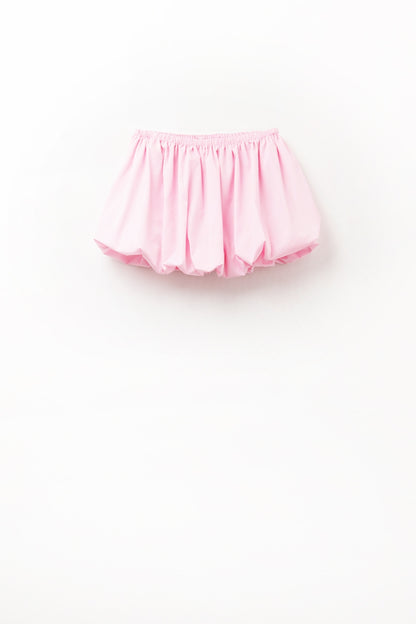 Pink poplin balloon miniskirt