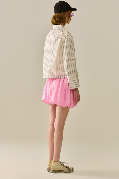 Pink poplin balloon miniskirt