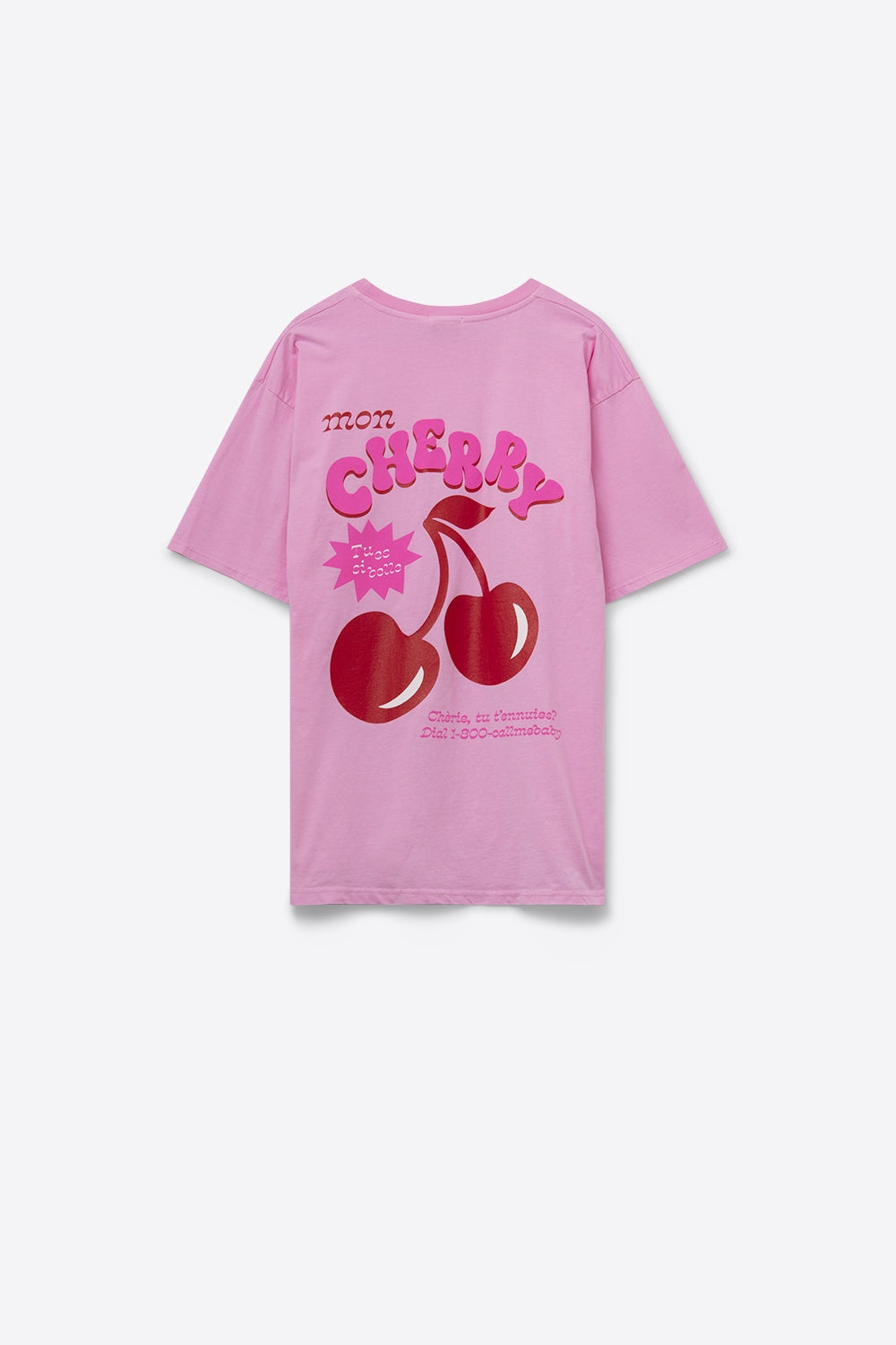 Pink T-shirt with Cherry in logo and letters