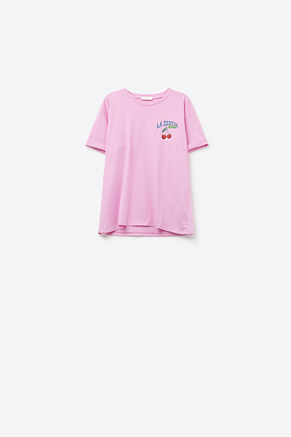 Q2 Pink T-shirt with La Cerise Market Saint-Tropez graphic