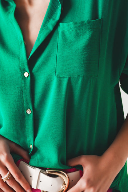 Pocket detail oversized shirt in green
