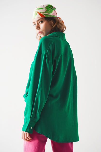Pocket detail oversized shirt in green
